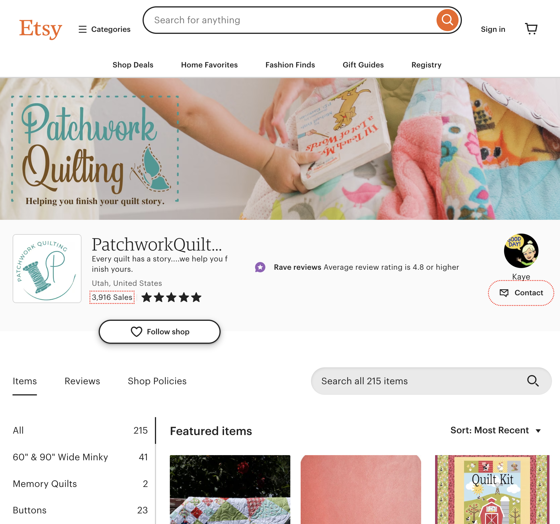Image of We Finish Quilts Etsy shop called Patchwork Quilt